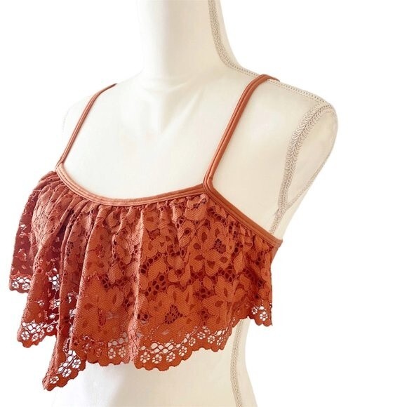 Victoria’s Secret Rust Orange Lace Ruffle Body by Victoria Bralette L - Picture 2 of 11